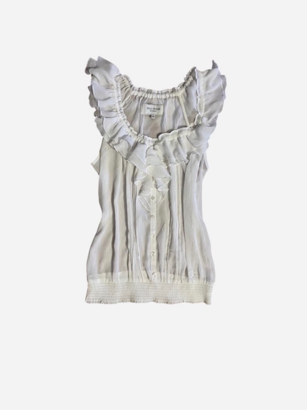 Gilly Hicks Ruffle Blouse in White Like New